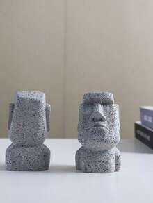 1pc Creative Stone Statue Eyeglasses Holder, Eyewear Store Decor, Office Desk Accessory, Gift, Eyeglasses Stand - Moai Character Glasses Frame - View 9