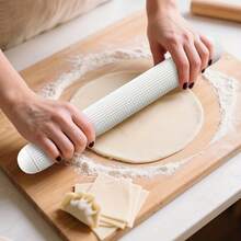 1 pieza Rodillo de cocina antiadherente y texturizado, para hornear y hacer empanadillas - Blanco, herramienta de cocina texturizada para hornear, preparar y manejar fácilmente la masa, esencial para el hogar, restaurante, casa de empanadillas, panadería