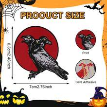 1pc Triple Crow Heat-Seal Patch, DIY Clothing Decoration Fabric Applique Accessory