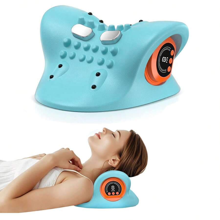 1个可充电1500mAh电动颈椎按摩器颈肩拉伸器放松按摩枕