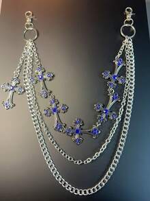 1pc Cross Pendant Wallet Chain, Vintage Chain, Double Layer Chain, Punk Style Jeans Chain, Key Chain, Waist Chain Combination For Men - Multicolor - View 3