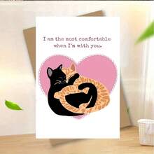 1pc Cute Cat In Tuxedo Heart Greeting Card, Funny Birthday, Anniversary, Valentine's Day, Wedding, Engagement Card With Envelope, "I Love You More Than A Cat", High-Quality Card With Envelope (12x17cm)/(4.72x6.7in) - Multicolor - View 9