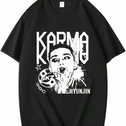 Heren T-shirt 1 stuk Herenmode Casual Ronde Hals T-shirt, 100% Katoenen Breisel, Stray DominATE SKZOO Members Grafisch T-shirt - 2025 World Tour Shirt, 100% Katoenen Streetwear T-shirt met Gedurfde Bandprint, Unisex Regular Fit Korte Mouw Voor Concerten & Casual Wear, Fan Merchandise, Duurzame Printkwaliteit Zomer T-shirt met Korte Mouw, 220g, Cadeau voor Papa, Cadeau voor Mama Kerstcadeau