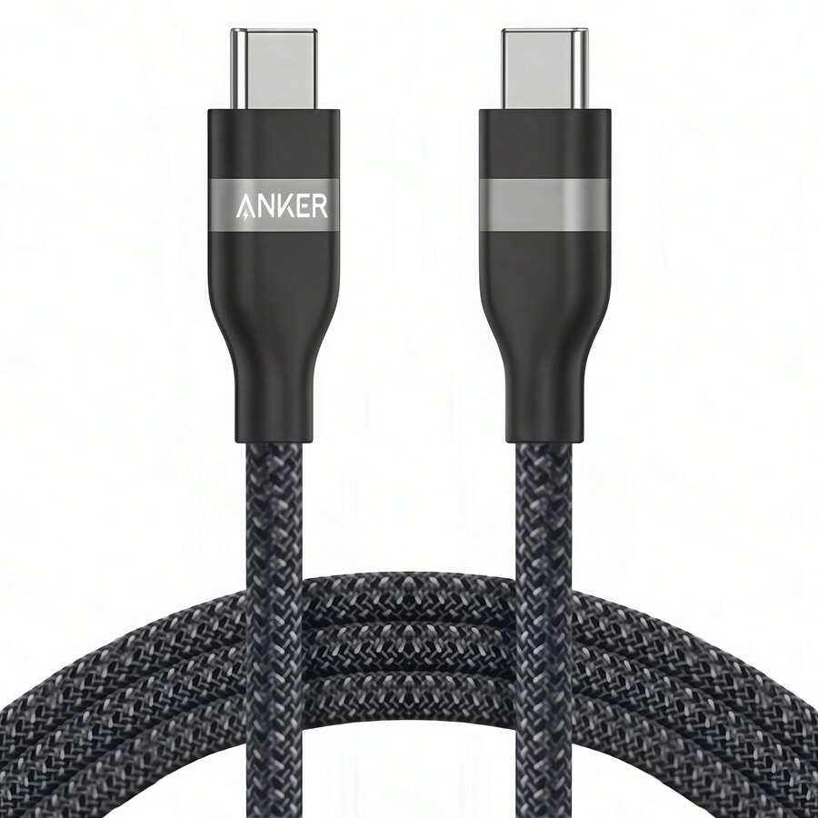 anker A82E2 High-Density Braided Fast Charging Cable With Type-C Port, Anti-Pull And Anti-Burst Design, Reinforced Connector For Bending Resistance, Efficient Fast Charging, Compatible With Various Devices, Black - Black - View 1