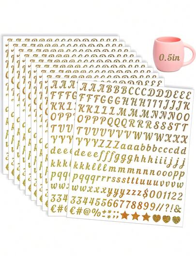 800pcs - 4 Sheets Vinyl Letter Stickers, 0.5 Inch Vinyl Self-Adhesive Number Letter Stickers, Mailbox Number Labels, DIY Crafts Art Making, Stickers Suitable For Signs, Notebooks, Scrapbooks, Crafts, Water Bottles, Mailboxes And Other DIY Projects
