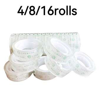 4卷/8卷/16卷透明胶带 - 透明胶带，宽1.5厘米，强力粘性，适用于礼品包装、工艺品制作、办公、家居、学校、包装等 - 撕除后不留残胶，是标签、贴纸、装饰品的理想之选