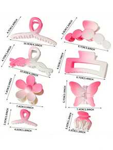 Conjunto de 8 presilhas/grampos de cabelo casuais e charmosos em plástico ABS com efeito degradê, perfeitos para mulheres. Acessórios de cabelo modernos e elegantes para todas as estações, ideais para o Dia dos Namorados e outras ocasiões especiais.