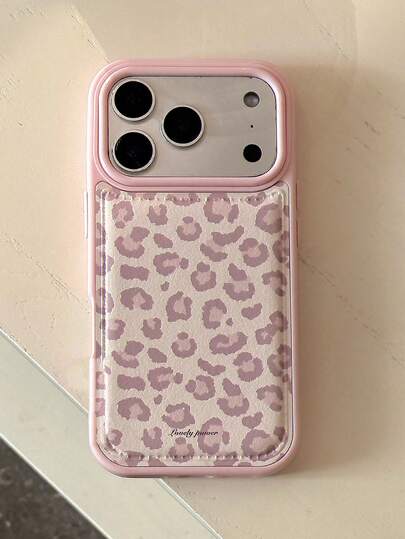 猎豹纹/豹纹可爱粉色豹纹仿皮手机壳，兼容 17 Pro Max/17 Pro/17/16/15/14/13 Pro Max，波点磨砂保护壳