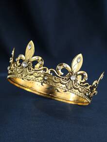 1件装金/银国王皇冠男士王子头饰皇家中世纪头箍，适用于角色扮演、生日、舞会服装配饰 - 皇冠 - 查看 2