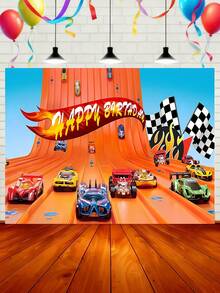 Hot Wheels Wheel Racing Car Backdrop, Party Decoration, Banner, Photography Backdrop, Suitable For Outdoor Dining Party, Birthday Party, Valentine's Day, Ramadan, New Year And Birthday Party Decorations - Multicolor - View 2