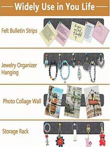 5pcs/Lot Board Bar Strips With Pushpin, Self-Adhesive Bulletin Board Strips For Wall Felt Pin Board Pastes Notes Back To School