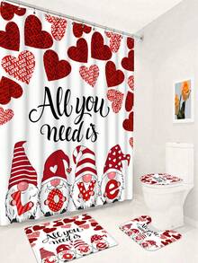 1/4pcs Dwarf, Heart, Rose Pattern Shower Curtain With Hooks, High Definition Digital Printing Polyester Fabric, Bathroom Divider Curtain For Wall And Bathtub, Washable Bathroom Decor Shower Curtain, Suitable For All Seasons - Multicolor - View 21