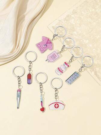 New Hot Selling Acrylic DIY Handmade Nurse's Day Doctor Keychain, 1pc Bag Decoration Pendant, Unique Nurse's Day Gift, Small Gift For Friends, Commemorative Gift, Creative Gift For Girlfriend, Phone & Car Accessories Keyring