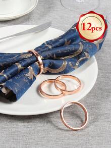 4-24 chiếc vòng kim loại trơn đơn, kẹp giữ khăn ăn thích hợp cho đám cưới, tiệc, trang trí bàn ăn - Vàng - Xem 16