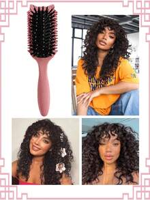 卷发定型梳，适用于卷发、波浪发和螺旋卷发——干湿两用，轻松梳理，防毛躁，打造自然卷发造型，不拉扯，顺滑易梳——轻巧便携，男女老少皆宜——沙龙、旅行、居家及日常护发的理想之选 - 彩色 - 查看 5