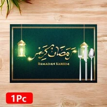 1/4/6 szt. lniane podkładki pod talerze z motywem latarenki Ramadan, błogosławieństwa Ramadanu, prezent na Ramadan, dekoracja Ramadanu, odpowiednie na stół jadalny, dekoracja całoroczna, zmywalne podkładki, wystrój domu, podstawki, maty na stół kuchenny, dekoracja na imprezy wewnątrz i na zewnątrz, wystrój domu, idealny prezent - Wielokolorowe - Zobacz 15