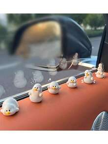 6 buc ornamente drăguțe pentru bordul mașinii în formă de rață - figurine miniaturale de rață din rășină premium, decor elegant pentru interior auto, decorațiuni versatile pentru birou/acasă/grădină în miniatură, accesorii artizanale preferate de fete - Multicolor - Vizualizare 3