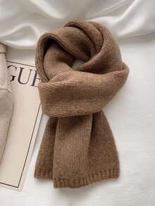 1pc Customized Embroidered Knit Scarf, Fashion Autumn/Winter Warm Wool Blend Neck Warmer, Versatile Outdoor Scarf, Personalized Gift For Christmas, Party, Anniversary - Unique Accessory