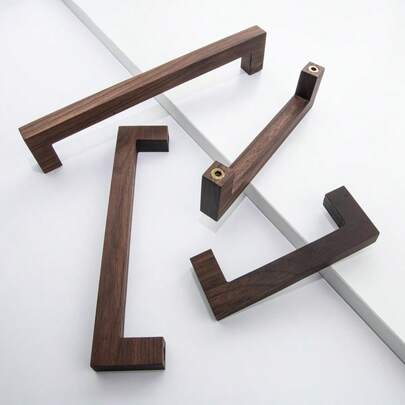 Nordic Wood Drawer Handle Solid Walnut Wood Kitchen Wardrobe Shoe Organizer Handles Dresser Knobs Cabinet Handles