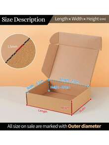 3pcs Brown Cardboard Boxes, Multiple Sizes Available, 3-Ply Corrugated Paper Boxes, Shipping Boxes, Postal Boxes, Suitable For Product Packaging And Mailing/Shipping For Personal And Small Businesses - Khaki - View 3