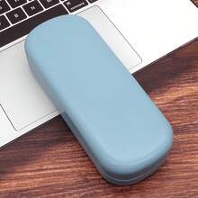 2/1个便携式防刮眼镜盒，摩登色极简椭圆形硬壳眼镜收纳盒，适用于近视眼镜/眼镜/珠宝/口红/钢笔/手表，轻便防潮防尘，是学生、通勤、旅行、宿舍、居家、约会、健身、返校、日常通勤、夏季防晒、节日礼物、商务旅行、户外骑行的必备之选。 - 彩色 - 查看 5