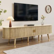 TV Unit With Sliding Doors, TV Stand, Low TV Unit, TV Wall Mount. Unique Design. - Camel - View 1