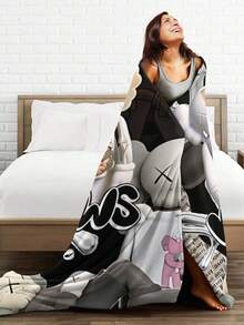 Kawss Kawaii Kaw  Blanket Flannel Blanket, Super Comfortable Winter Warm Blanket Summer Air Conditioning Blanket, Soft And Light Bed Sofa Decoration, Not Easy To Shed, Machine Washable - màu đen - Xem 6