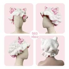 Update Kitty Teddy Bonnet – Adjustable Satin-Lined Hair Bonnet With Cute Cat Ears, No-Frizz Curl Protection, Comfortable & Stylish Daily Hair Care, Durable Halloween Cute Sleep Cap - kitteearbonnet - 查看 5