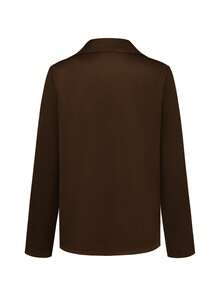 Elegant Satin V-Neck Blouse - Fashionable Long Sleeve Women's Shirt, Suitable For Casual And Refined Office Commute, Silk Material, Autumn Shirt Top - Coffee Brown - View 3