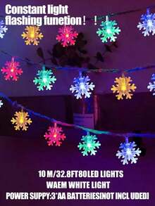 10M6M/3M/1.5M Christmas Snowflake Lamp Winter Decorative Snowflake Decorative Light String, Warm Color Lamp, White Lamp, Colored Lamp, Happy New Year, Camping Decoration, Star Fairy Nightlight Lamp, Lantern, Dry Battery Power Supply (Excluding) - Snowflake Lantern - View 19