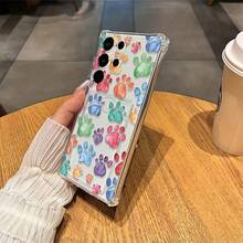 Patrón Premium de Huella de Cachorro Colorido Compatible con Samsung A14 (5G)/A34 (5G)! Funda de Teléfono a Prueba de Golpes de Cuatro Esquinas, Adecuada para A54/A53/A52 (A52S Universal)/S21/S22/S23+/S23U, Serie S24/S25, A15/A35 (5G)/A55 (5G)/A25 (5G)/A16/A36/A56/A17, Extracción de Tarjeta Conveniente, Ranura para Tarjeta de Bus, Diseño Elegante, Regalo para Amigos y Parejas, Simple y - Colores mixtos - Ver 7
