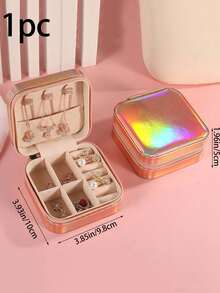 1PC Mini Jewelry Storage Box Portable Home Travel Earrings Necklace Storage Case For Women Ring Organizer PU Leather Display Case,Jewelry Case Box Portable Small Travel Jewelry Organizer Necklace Earring Ring Storage Display Gift Box Travel Essentials - Multicolor - View 4