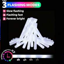 120 Pieces Of Loose Glow Sticks, LED Foam Stick Glow Batons, Party Gifts, 3 Modes, White Flashing, Night Light Party Supplies, Suitable For Parties, Weddings, Birthdays, Concerts, Halloween, Christmas, Mother's Day - 銀白色 - 查看 2