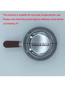 不锈钢锅配耐热木柄 | 适用于电磁炉，防滑，底部均匀加热 - 非常适合宿舍、办公室、房车、小型厨房、单人烹饪