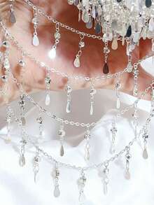 1m Layered Crystal Copper Chain Water Drop Shaped Chain Headpiece Accessory DIY Necklace Bracelet Jewelry Making Material Wholesale