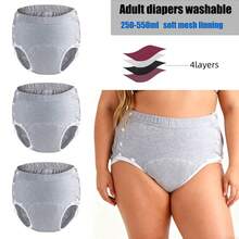 4pcs Set (3pcs Reusable Cloth Diapers + 1pc Wet Wipe Bag), Unisex, Adjustable, Washable, Suitable For Incontinence Use By Elderly, Disabled, Postpartum