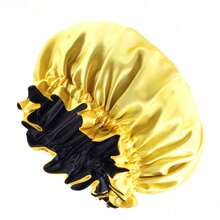 Discover Premium Reversible Double Layer Silk Satin Sleeping Bonnets Designed For Hair Protection, Moisture Retention, And All-Night Comfort. Keep Your Hair Healthy And Frizz-Free-Pink - Vàng và đen - Xem 1