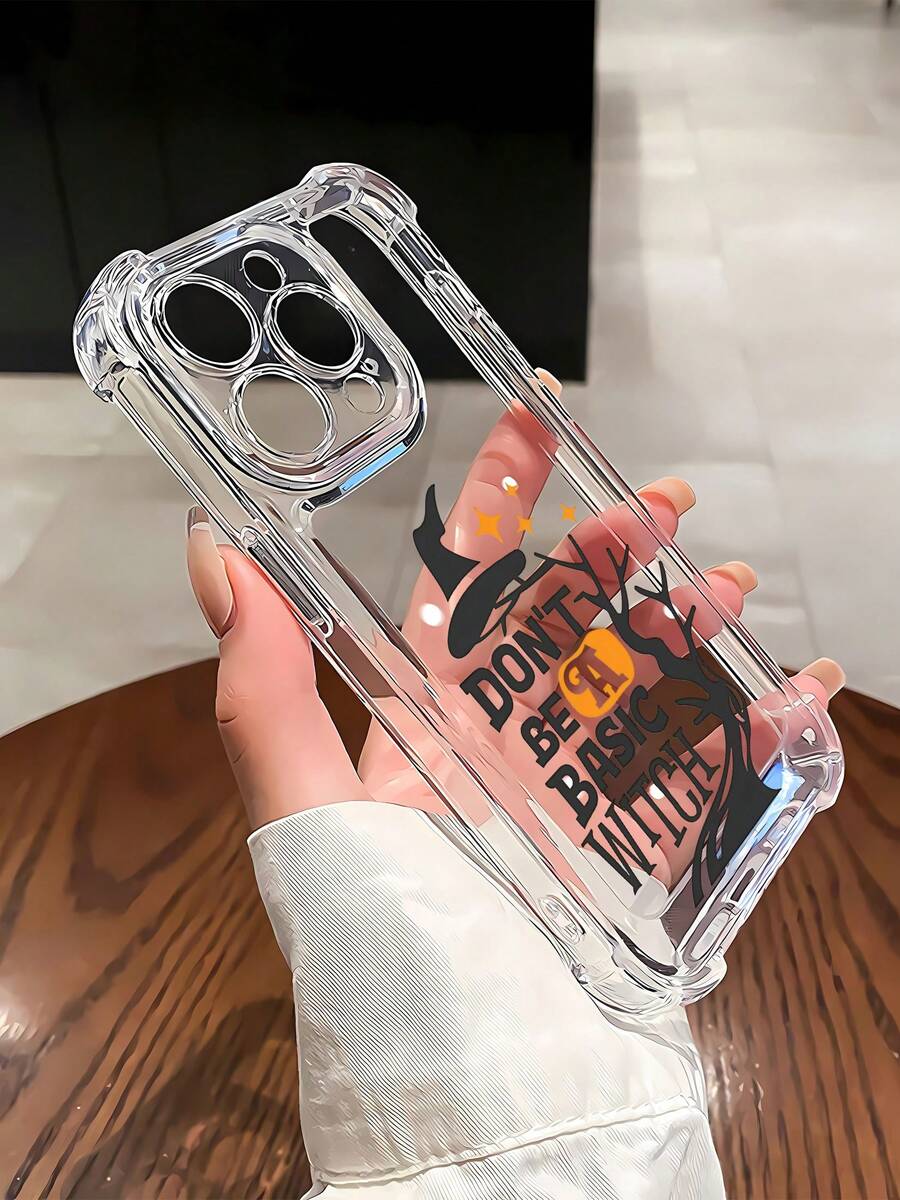 Funda para teléfono con diseño de calabaza y sombrero de bruja, adecuada para teléfonos , 17, 16 Pro Max, 15 Pro Max, 13 y 12, hecha de material de TPU que brinda protección contra golpes y caídas, perfecta para amantes de Halloween, amigos, familiares y regalos de fiesta. - transparente - Ver 1