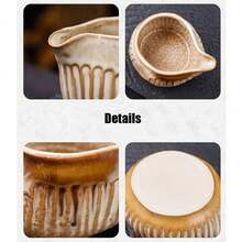 Conjunto de 1 xícara para latte art, jarra de leite de cerâmica, jarra de leite estilo cafeteria, mini cremeira, pote para mel, xícara para molho. - Castanho - Ver 6