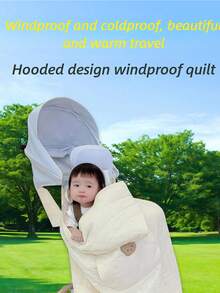 二合一儿童斗篷，加厚防风毯，婴儿车罩，婴儿背带挡风罩，适合秋冬季节使用 - 彩色 - 查看 7