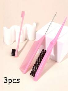 边缘控制梳套装，双面梳，尖尾梳，小牙刷式梳子，专业沙龙美发工具，适用于假发、马尾辫、编发、自然发、后梳发型，柔软边缘梳，返校、旅行度假必备，女士美发配饰，美发工具，旅行必备 - 彩色 - 查看 12