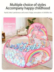 4ft/120cm Foldable Children Ball Pit Tent With Basketball Hoop, Portable Fun Toy, Suitable As Children's Birthday/Easter Gift - Multicolor - View 7