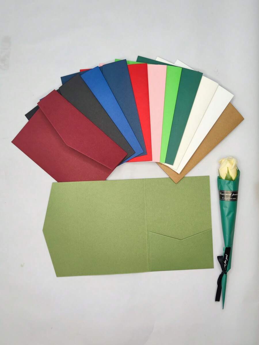 Premium Minimalist Invitation Cards, Envelopes, Invitations, Made Of 250g High-End Specialty Paper - Burgundy - View 1