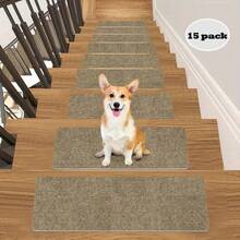 15pcs Wood Stair Treads, Suitable For Indoor Stairs, Non-Slip Carpet, Stair Treads, Spiral Staircase Set, Fit For Indoor Wooden Stairs, 22*70cm (15pcs) Wood Stair Carpet Treads - Multicolor - View 34