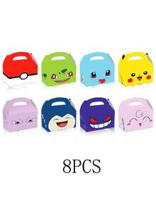 DOBBLE 8pcs/16pcs Party Candy Boxes, Cartoon Character Pattern Foldable Gift Bags, Suitable For Holiday, Birthday Party Supplies, Gift Packaging Boxes, Tote Bags - Multicolor - View 7