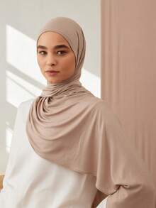 1件装女士加大码针织头巾，柔软纯色优质棉质针织发带，适合穆斯林日常佩戴，斋月和开斋节期间也可佩戴。