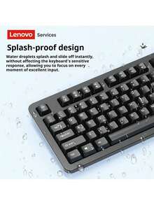 Lenovo K101 USB Wired Keyboard 104-Key Laptop Desktop All-In-One USB Computer External Typing Office Home Use - Black - View 8
