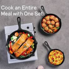 Modern Innovations Mini Black Cast Iron Skillet, Pre-Seasoned, Suitable For Baking Cookies/Brownies Or Cooking Eggs