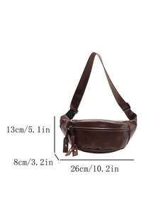 Women's Retro Fringe Minimalist Solid Color Crossbody Bag - Brown - View 7