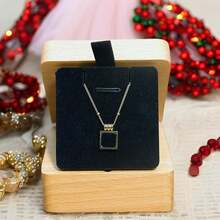 Beech Wood Square Necklace Case Holder Box Necklace Gift Box For Her Small Pendant Box Jewelry Gift Boxes For Necklaces Men Women Necklaces Gift Box ,Cajitas Para Joyeria(Black Black Velvet Lined) ﻿,Beechwood - 山毛櫸木 - 查看 3
